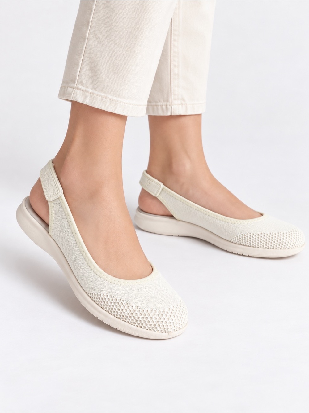Easy Spirit Cream Knit Slingback Comfort Mules 8,5